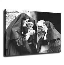 Nuns Smoking Poster Canvas Picture Printing Wall Art Modern Aesthetic Decoration