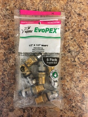 SharkBite K120A6 EvoPEX 1/2 in. x 1/2 in. MNPT Brass Male Adapter 6 Pk