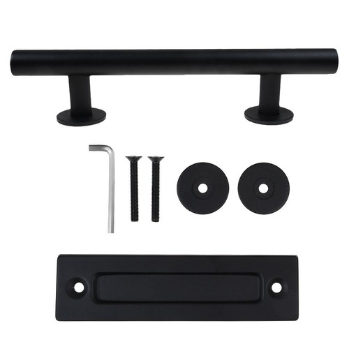 12" Sliding Barn Door Handle Pull Flush Hardware Set Iron for Garages Furniture - Picture 8 of 10