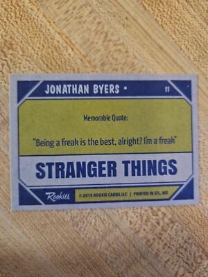 【世界75枚限定】 STRANGER THINGS JONATHAN 衣装カード Stranger Things Custom Trading Card - Jonathan Byers Played By