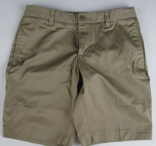 LANDS END Khaki School Uniform Plain Front Chino Shorts Girls 6 Slim NEW