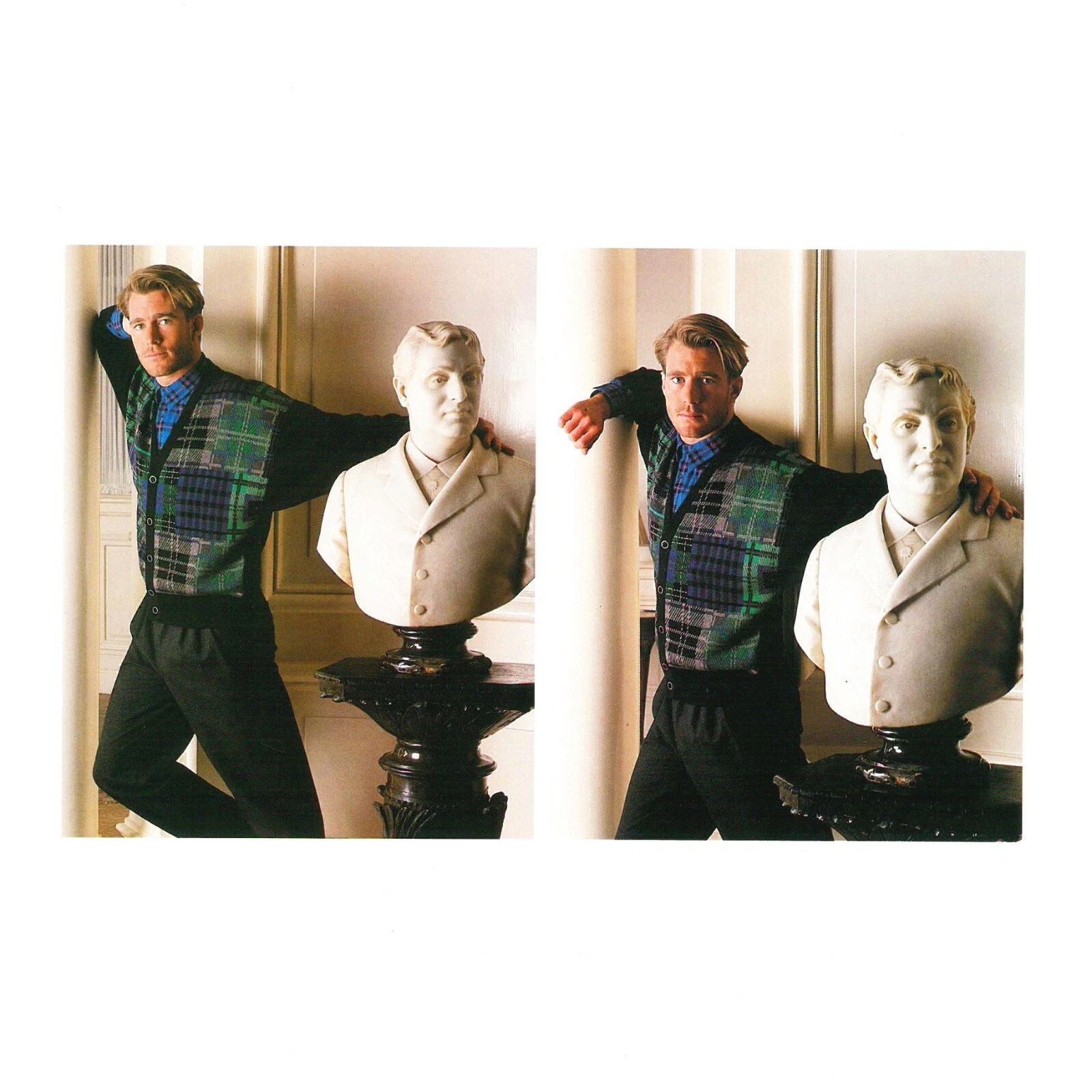 Maglione lana GIANNI VERSACE assortito fantasia tartan scozzesi taglia 52 dal 1987