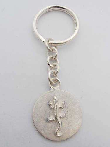 Lizard: Keyring Silver 925 - Iguana - Green Lizard - Gecko - Reptile - Picture 2 of 7
