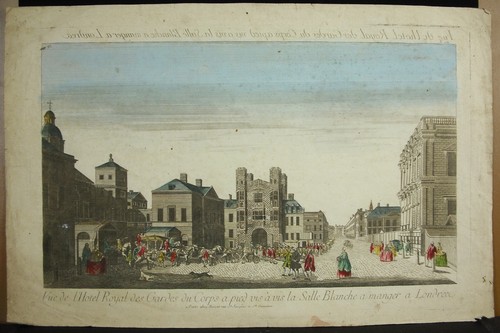 Print 18th Century 1770 London View of the Royal Hotel of the Bodyguards England
