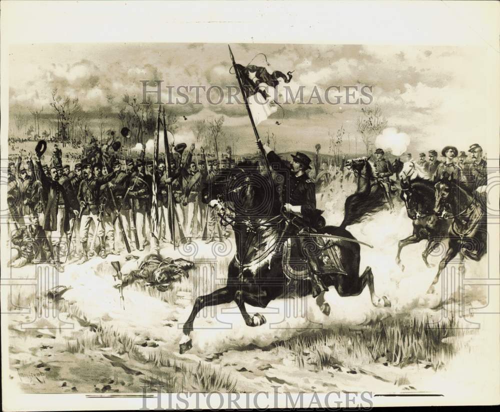 絵画 油絵　SHERDAN 1934 Press Photo Artist's drawing of Sheridan Ride during