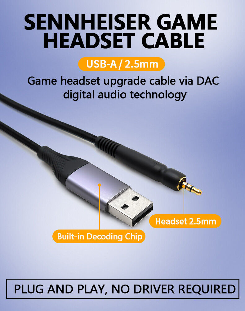 USB DAC Cable For Sennheiser G4ME ZERO ONE GSP 350 500 600 USB DAC Cable For Sennheiser G4ME ZERO ONE GSP 350 500 600