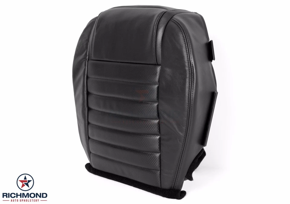 Ford Mustang 2006 2007 - Cubierta de asiento de cuero de repuesto inferior del lado del conductor negra Foto 4 de 4