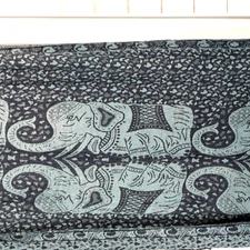 Womens Shawl Blue Elephant Wrap Fringe Scarf Serape Boho Size 80" x 24"