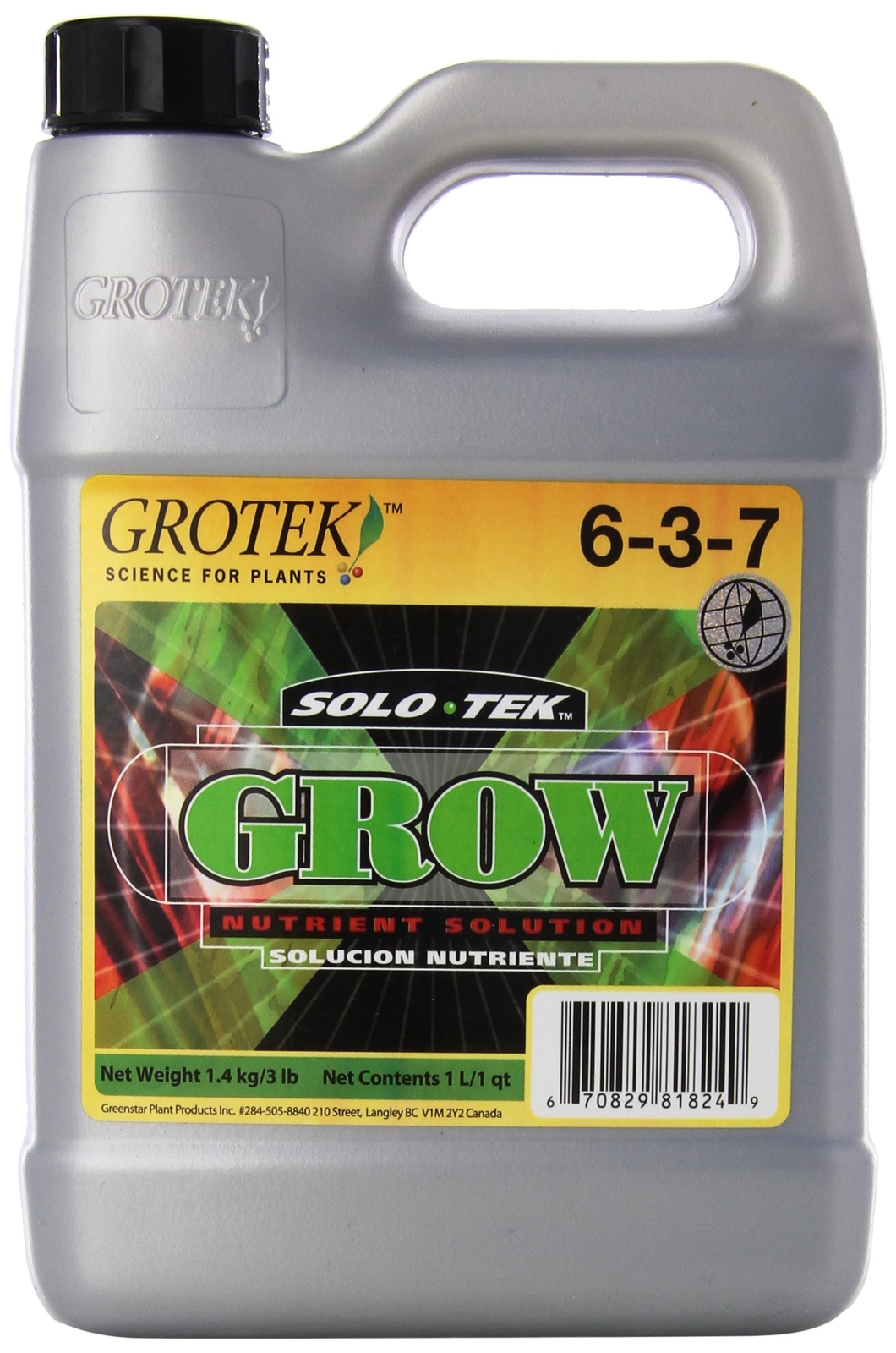 Grotek Solo-Tek Grow, 1L, growth fertiliser, hydro, soil, coir.