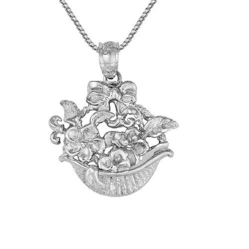 Pendentif Camée Fleuri Pierres, Bleu & Argent-Emanessence