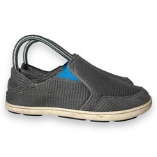 Olukai Nohea Mesh Slip On Loafer Boys Size 4 Gray Scuba Shoes