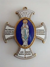 Catholic Vintage Multicolor Enamel XL Large Religious Medal