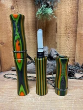 Laminated Lime Green Camo - Hand-turned Custom Adjustable Deer Tube Grunt Call