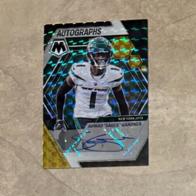 2023 Ahmad Sauce Gardner Mosaic Black Gold Auto Jersey # 1/8 New York Jets