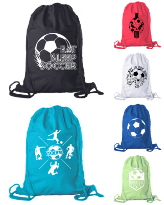 Soccer Party Favors|Cotton Drawstring backpacks for Parties, Team events
