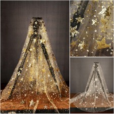 Shiny Star Lace Mesh Fabric Sequin Tulle Voile for Wedding Dress Sheer