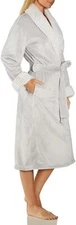 N by Natori 284018 Faux Fur Robe Silver Mood, Size Large  (Women's 14-16)
