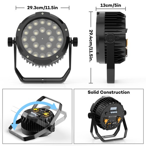 U`King Outdoor Wasserdichte RGBWA UV 24*18W LED PAR Bühnenlicht DMX Discolicht - Bild 6 von 17