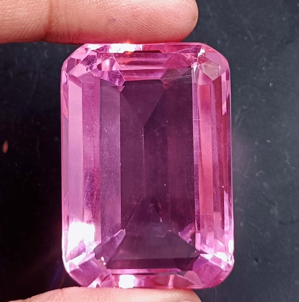Superb 200 Ct Pink Topaz Emerald Cut Transparent Brazilian Certified Gems OMO - Image 4 of 4