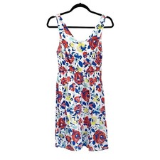 OLD NAVY Cotton Floral Fit & Flare Sundress Red White Blue Dress 4