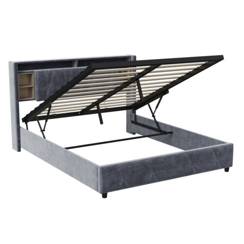 LED Boxspringbett Ehebett 140x200 Bettgestell mit Stauraum-Kopfteil&Bettkasten - Bild 10 von 11