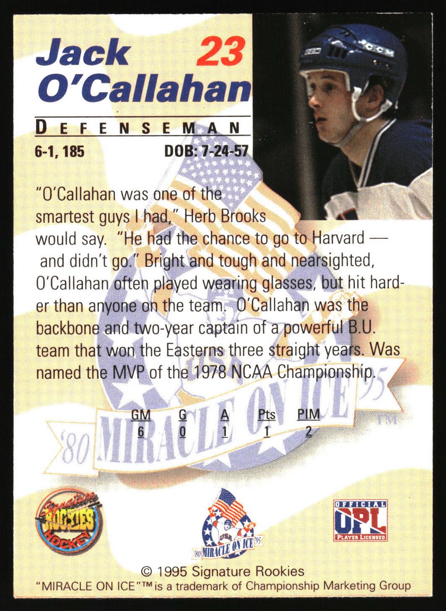 Jack O'Callahan 1995 Signature Rookies Miracle on Ice Signatures