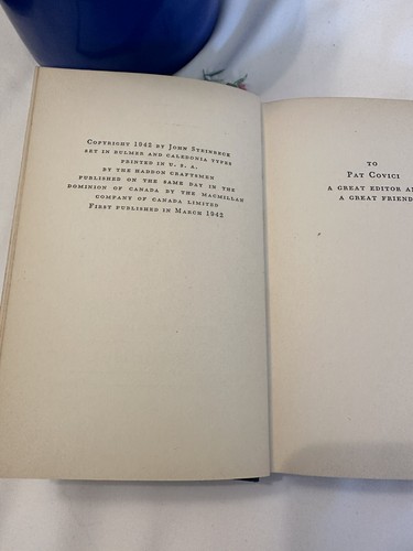 Vintage John Steinbeck 1942 The Moon is Down True 1st Ed Classic Military War - Picture 6 of 8