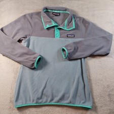 PATAGONIA Micro D Snap T Pullover Fleece Jacket Women's Size XS Grey Blue Teal