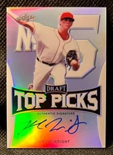 2017 Leaf Metal Draft Top Picks Autograph #TP-KW1 Kyle Wright Rookie Silver Holo