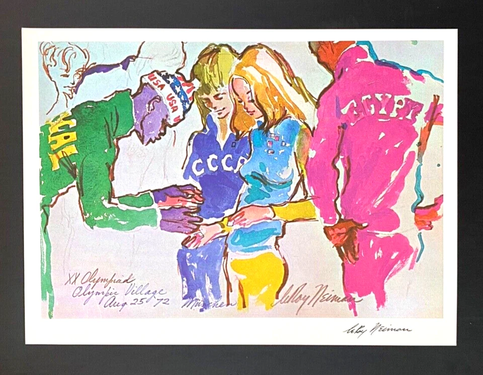 LEROY NEIMAN + Juegos Olímpicos 1972 DE COLECCIÓN IMPRESIÓN FIRMADA ENMARCADA + MUNICH + Foto 2 de 3