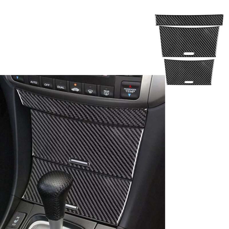 For Acura TSX Carbon Fiber Cover Trim Central Console Storage 3Pcs Car Interior