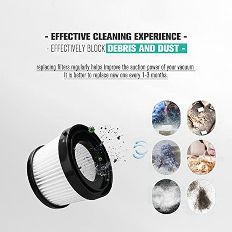 4Pack DCV5011H HEPA for DCV501HB Cordless Handheld Vacuum, with 8