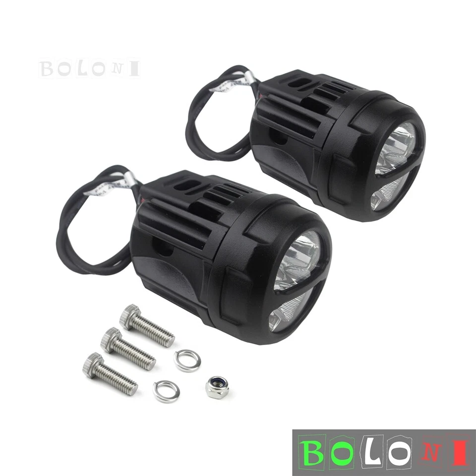 Par de focos LED blancos para motocicleta luz de conducción lámpara antiniebla impermeable  Foto 2 de 4