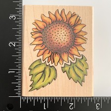 Rubber Stampede Sunflower Designs Flower 770F Wood Mounted Rubber Stamp
