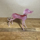 Vintage Murano Style Hand Glass Blown Dog Greyhound  Pink Red 3 1/2” T x 4” L