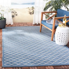 Tapis de cour bleu/beige SAFAVIEH intérieur extérieur CY6919-243