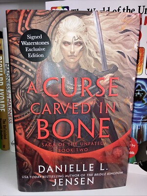SIGNED - A Curse Carved In Bone Danielle L Jensen Sprayed Edge New Waterstones