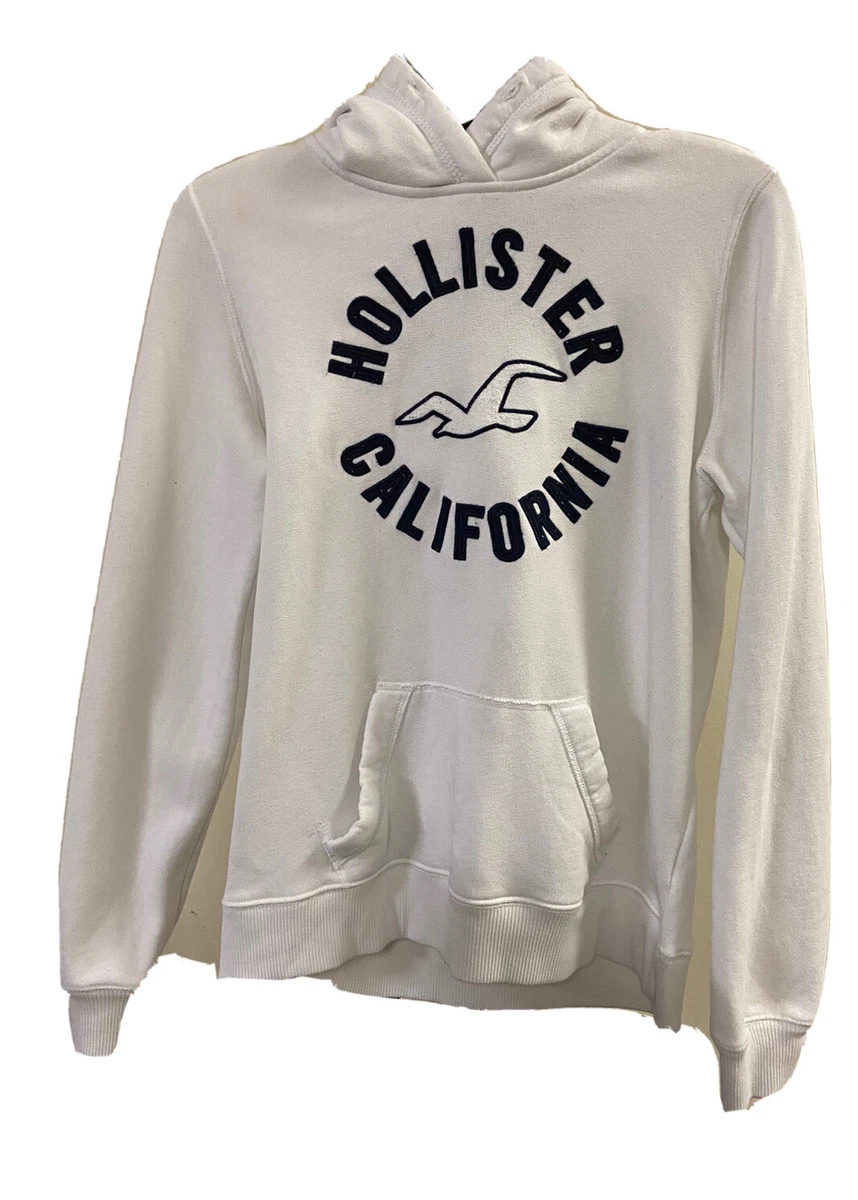 Hollister California Women’s Sweatshirt Logo Hoodie Size Small White