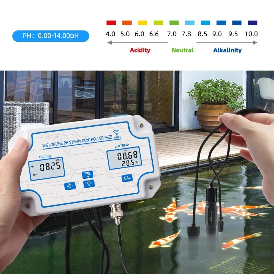 PH Salinity Controller Meter WIFI Aquarium Tank Seawater Salt Tester Monitor New - Image 4 of 4