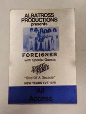 ALBATROSS PRODUCTIONS FOREIGNER NEW YEARS EVE 1979 ALL ACCESS BACKSTAGE PASS
