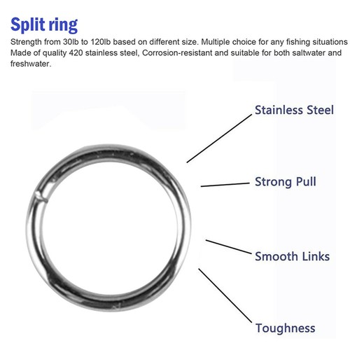 200Pcs Stainless Steel 5 Size Fishing Split Rings Lures Tackle Set With Pliers - Picture 10 of 12