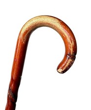 Vintage Antique Heavy Duty Oak Wood Crook Handle Walking Stick Cane 31  L