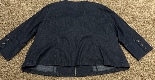 Ruby Rd Women’s 22W Blue Denim Zip Up Jacket Ramie Blend - Picture 4 of 4