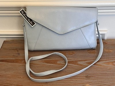 (NEW) Madison Studio, Light Blue Envelope Fold-Over Clutch Purse Bag With Strap
