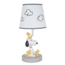 Lambs Ivy Classic Snoopy Friends White/Gray Nursery Lamp with Shade Bulb