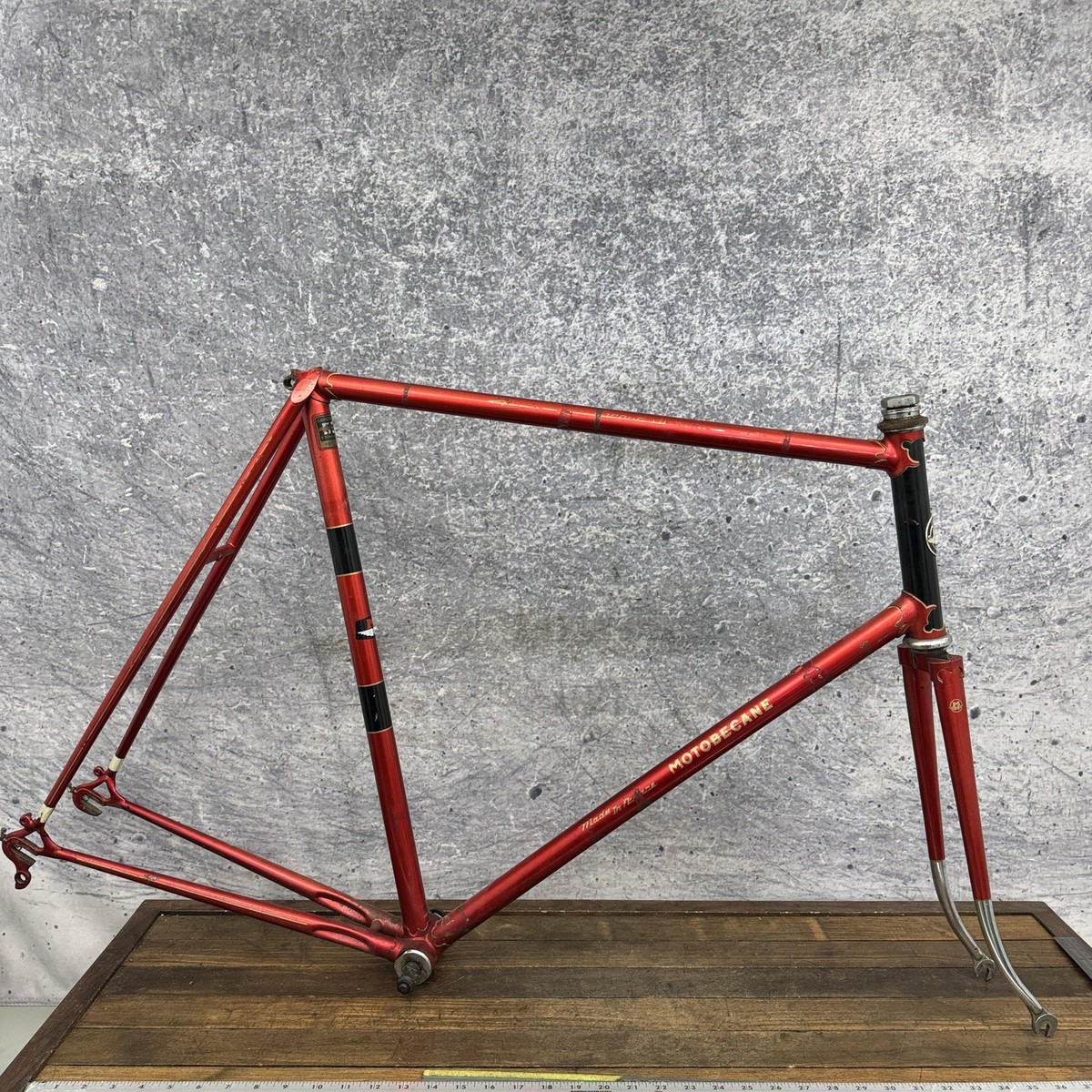 Vintage Motobecane Racing Bike Frame 63cm Reynolds 531 Steel Red