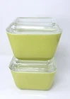 Lot Of 2 Vintage Pyrex Small Yellow Refrigerator Dishes 501 With Lids