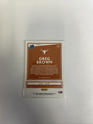 2021-22 Panini Chronicles Optic Silver Prizm Greg Brown 226 - Picture 2 of 2