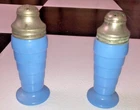 Vintage Hazel Atlas Moderntone Platonite Blue Milk Glass salt and pepper shakers