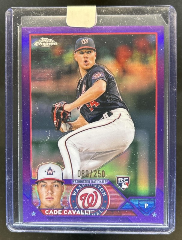 2023 Topps Chrome Cade Cavalli RC Purple Refractor Rookie #/250 Nationals